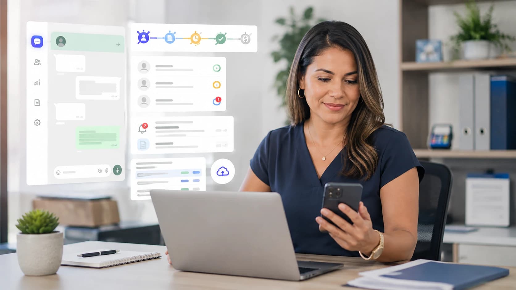 Equipe comercial usando WhatsApp com IA e acompanhamento de clientes